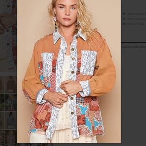 ☀️POL “ Washington DC 2 “ POL Mixed Media Woven Textured Shirt Jacket SR38